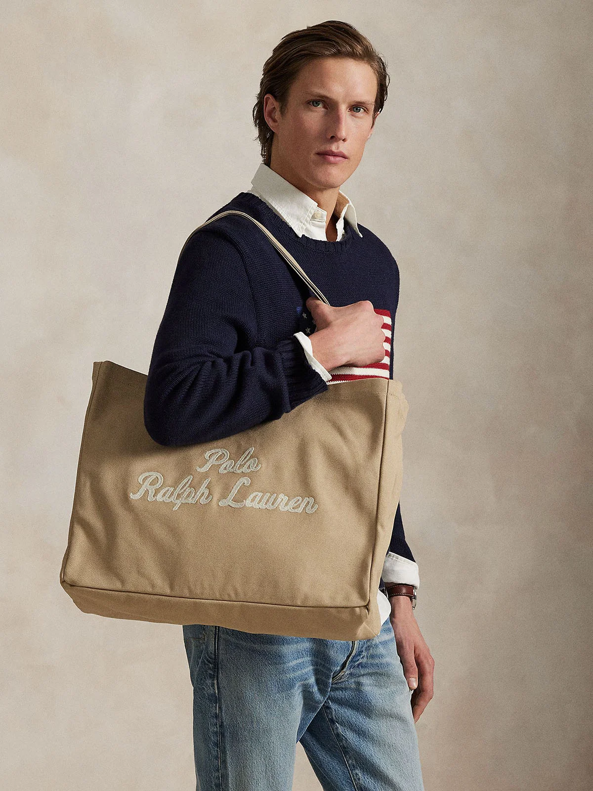 POLO RALPH LAUREN Túi Tote Nam Thời Trang Embroidered Canvas Tote