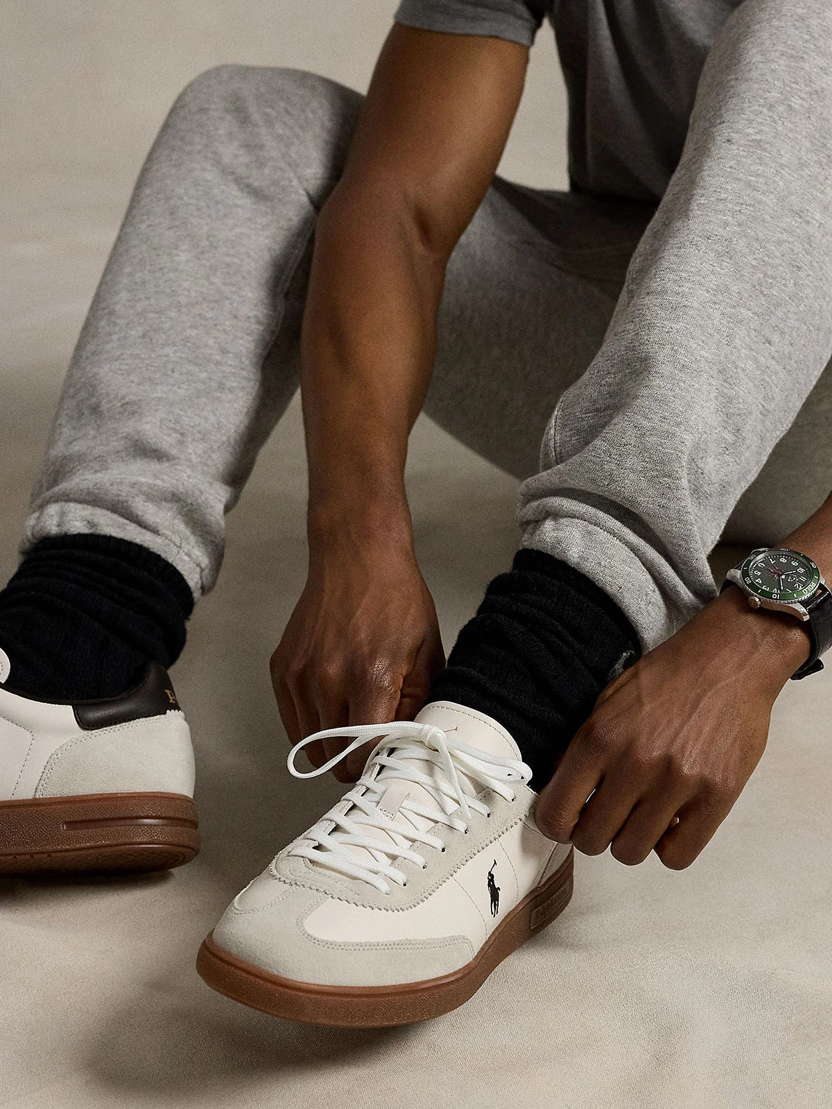 POLO RALPH LAUREN Giày Nam Bedford Leather-Suede Sneaker
