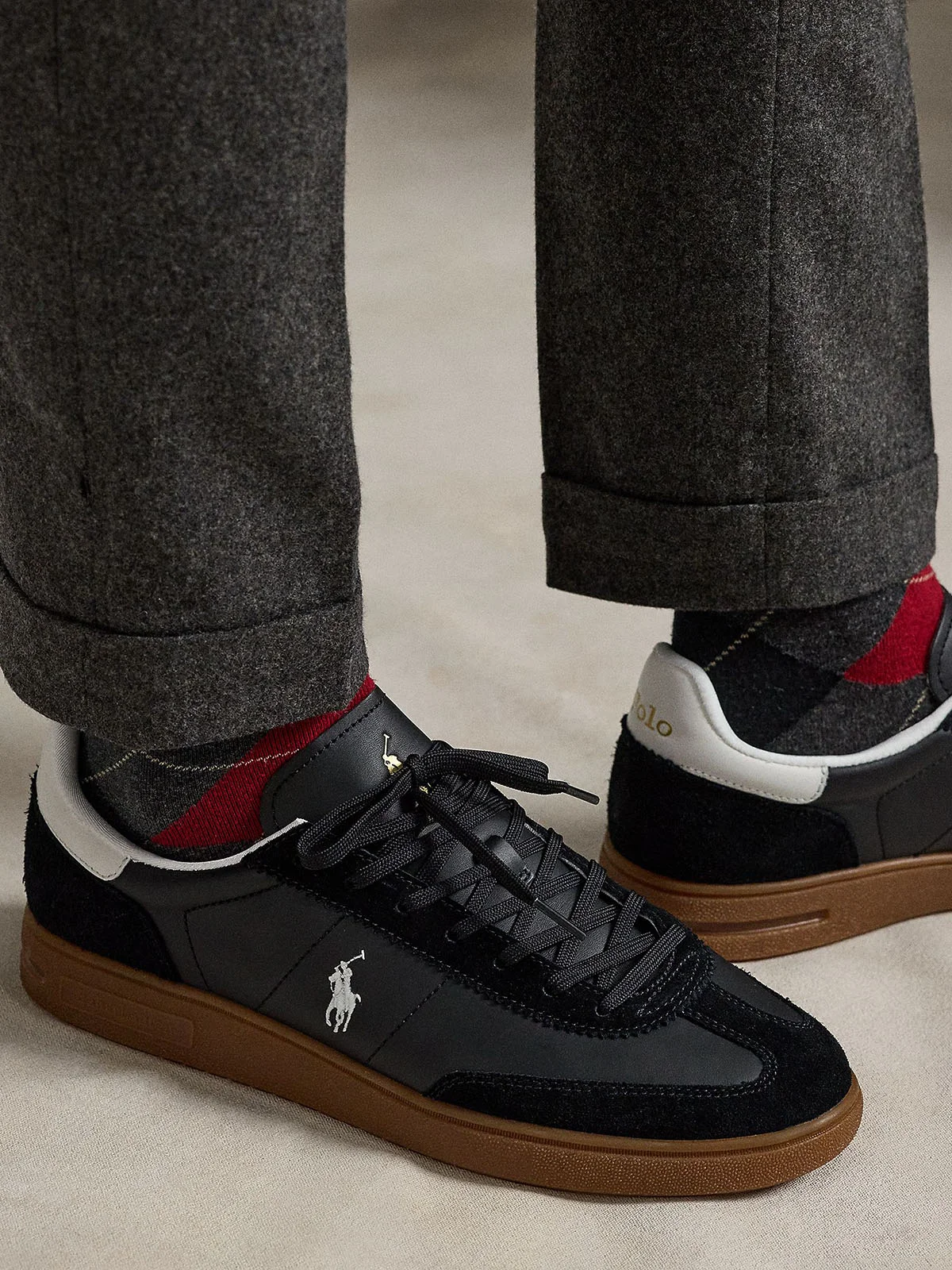 POLO RALPH LAUREN Giày Nam Bedford Leather-Suede Sneaker