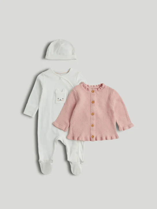 mothercare Bộ áo liền quần và áo khoác, nón bé gái