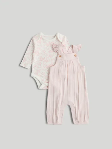 mothercare Bộ 2: áo, quần yếm bé gái