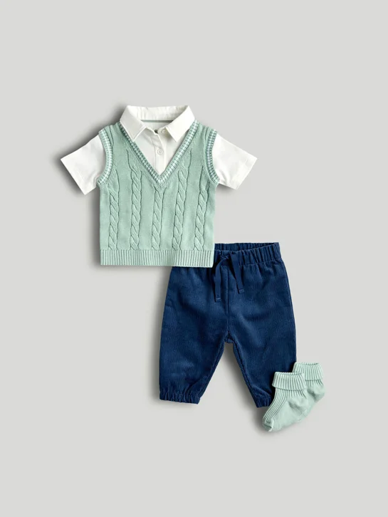 mothercare Bộ 3: áo, quần, vớ bé trai