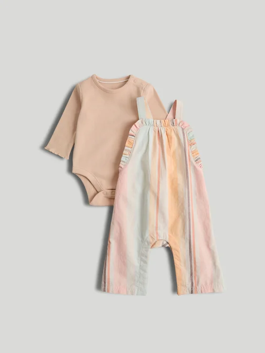 mothercare Bộ áo và quần yếm bé gái