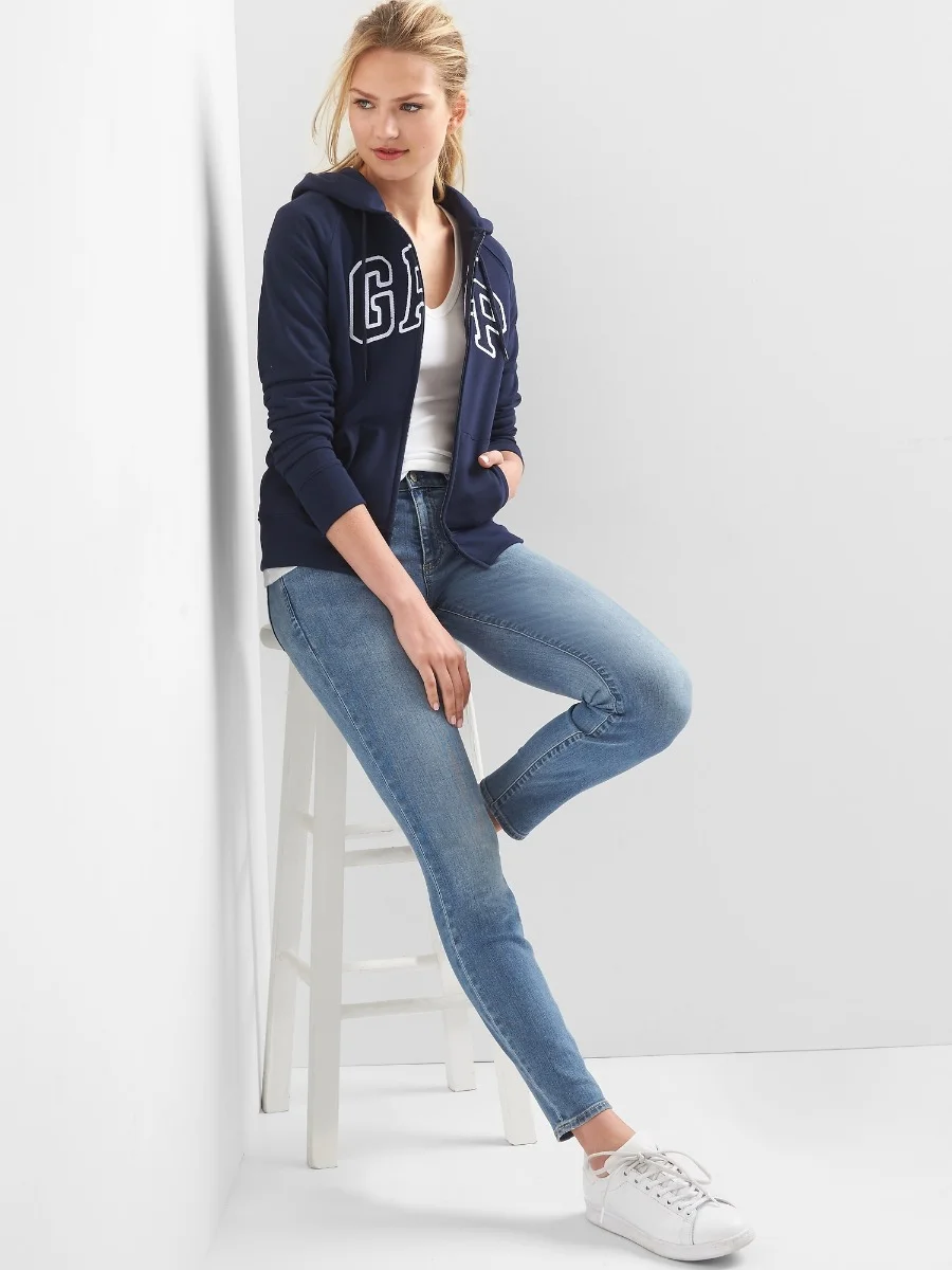 GAP - Áo Hoodie Nữ - Logo Full Zip - NAVY UNIFORM