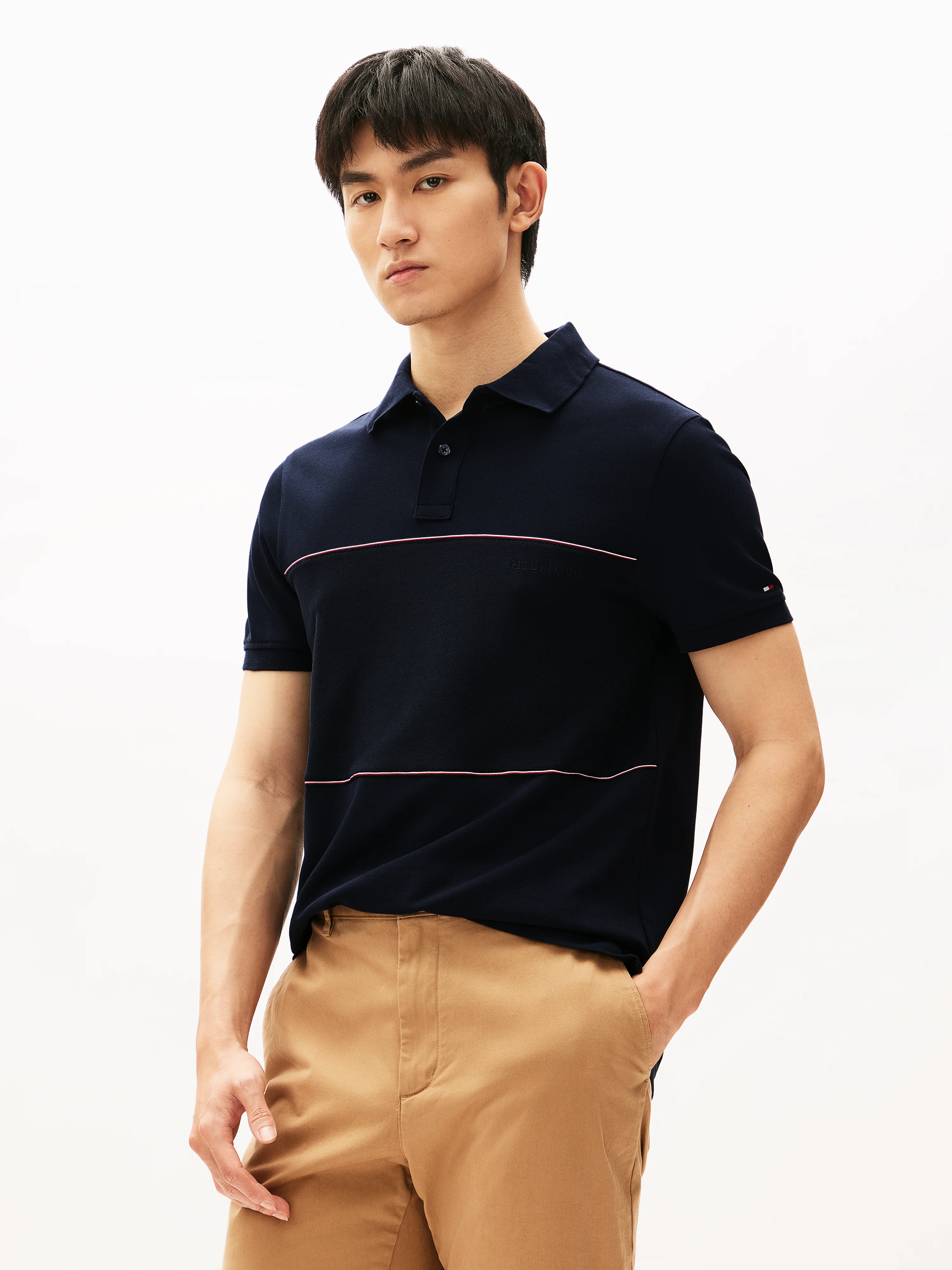 TOMMY HILFIGER Áo Polo Nam Tay Ngắn Global Stripe Blocking Reg Pol
