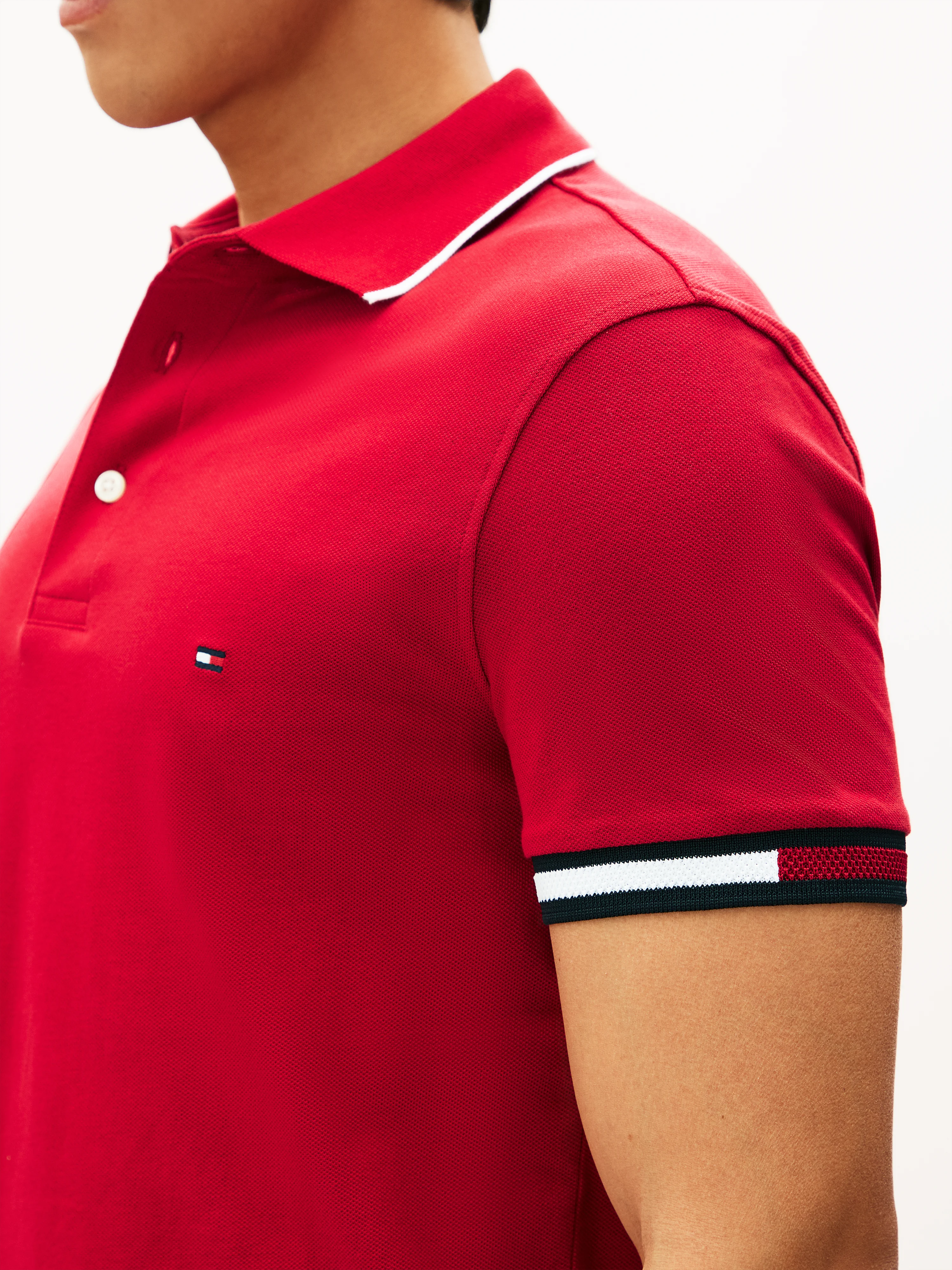 TOMMY HILFIGER Áo Polo Nam Tay Ngắn Flag Cuff Slim Fit Polo