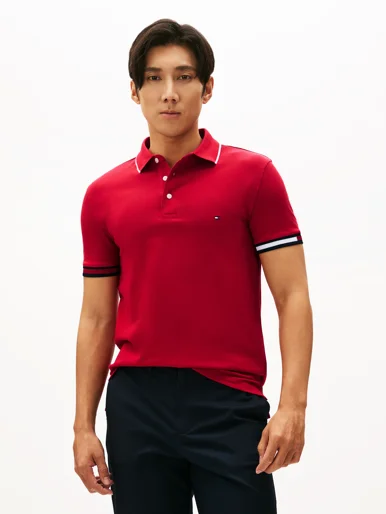 TOMMY HILFIGER Áo Polo Nam Tay Ngắn Flag Cuff Slim Fit Polo
