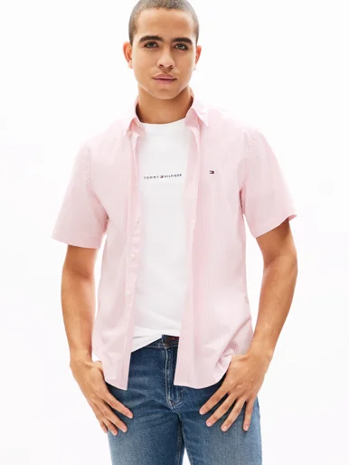 TOMMY HILFIGER Áo Sơ Mi Nam Tay Ngắn LW Oxford Stripe S/S Shirts