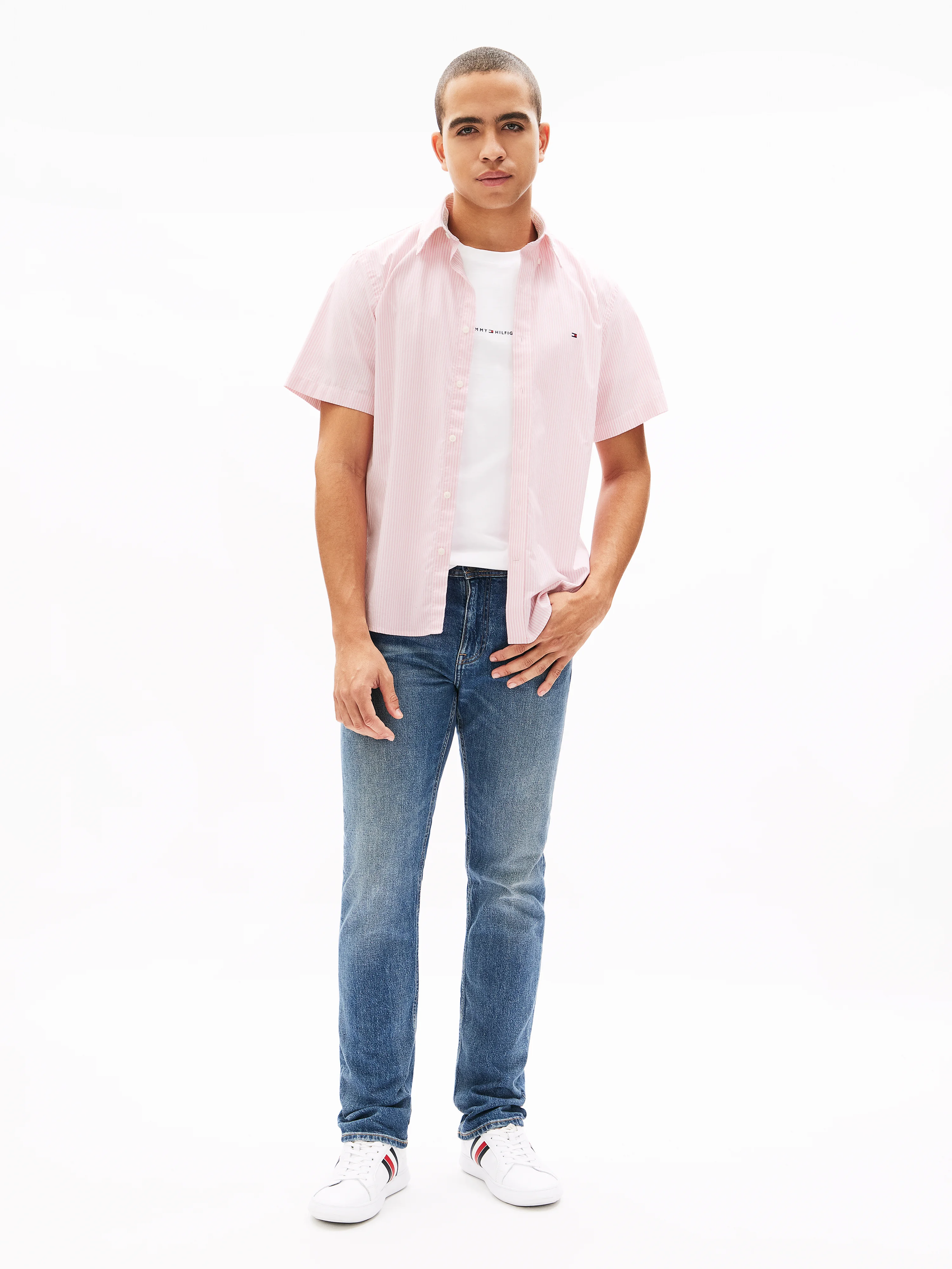 TOMMY HILFIGER Áo Sơ Mi Nam Tay Ngắn LW Oxford Stripe S/S Shirts