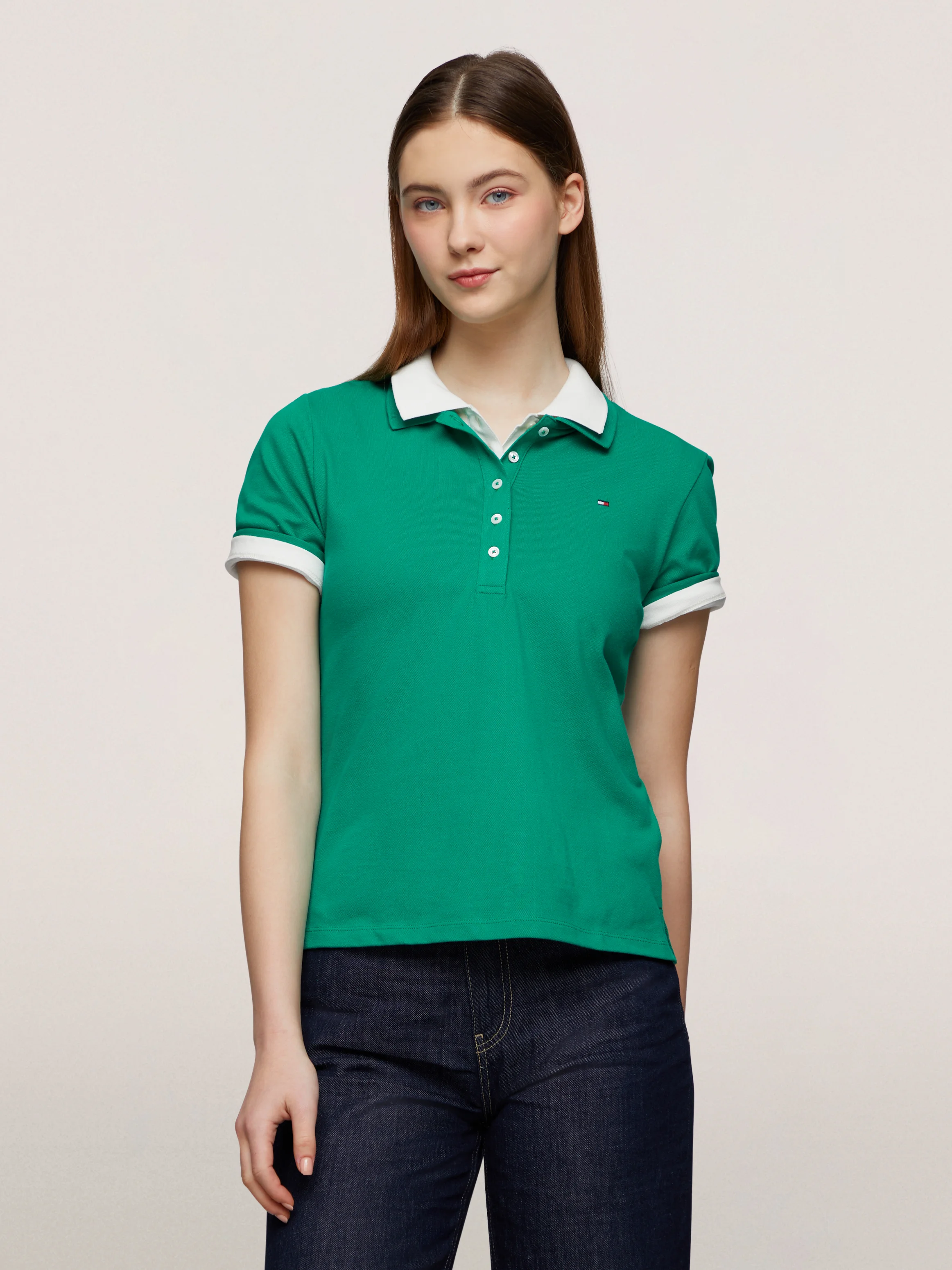 TOMMY HILFIGER Áo Polo Nữ Tay Ngắn 1985 REG Pique Polo SS