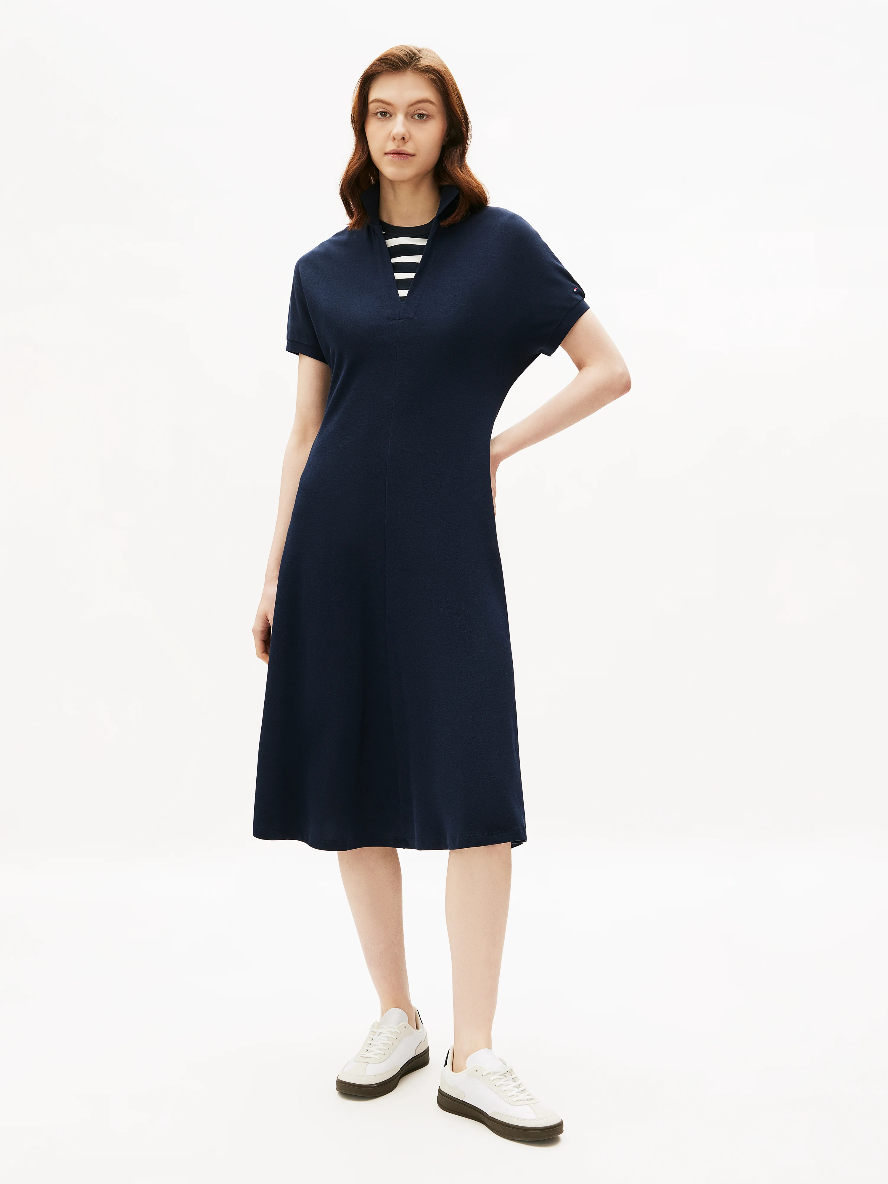 TOMMY HILFIGER Đầm Nữ IM AF Lyocell Open-Nk Midi Dress