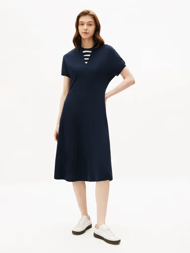 TOMMY HILFIGER Đầm Nữ IM AF Lyocell Open-Nk Midi Dress