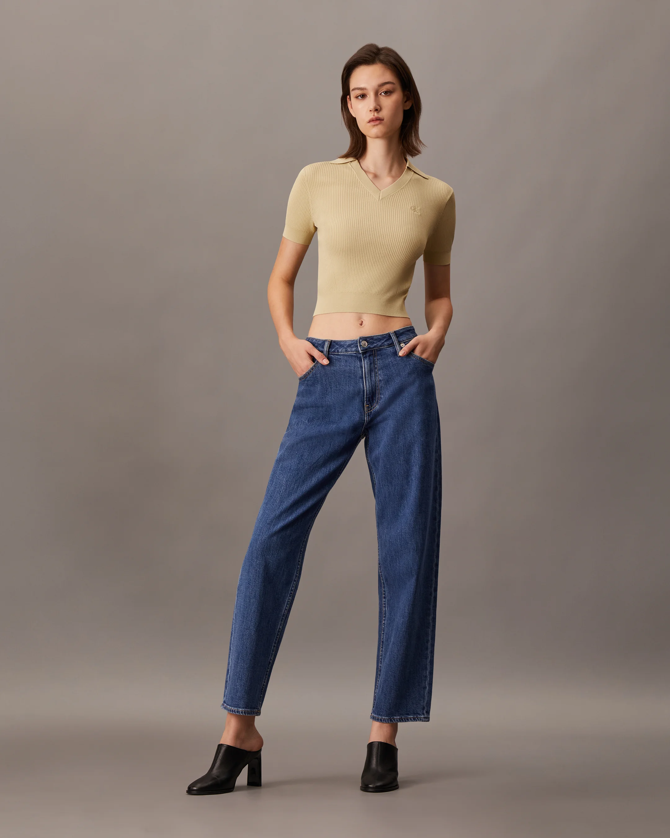 CK JEANS Áo Len Nữ Baby Polo Fit