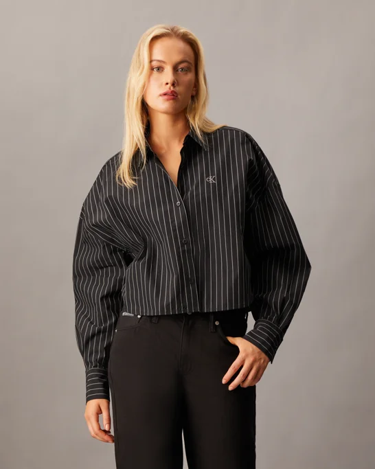 CK JEANS Áo Sơ Mi Nữ Cropped Fit