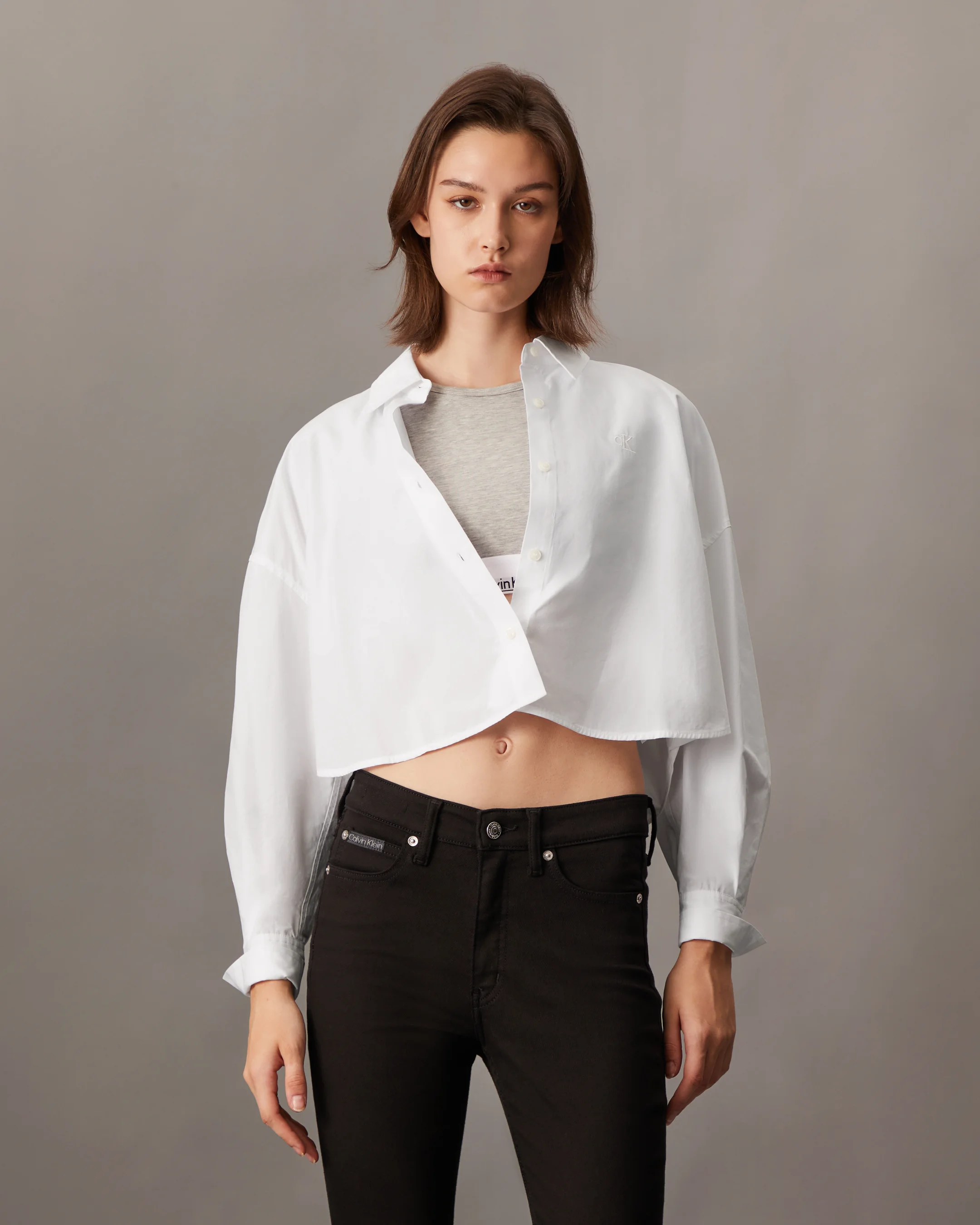 CK JEANS Áo Sơ Mi Nữ Cropped Fit