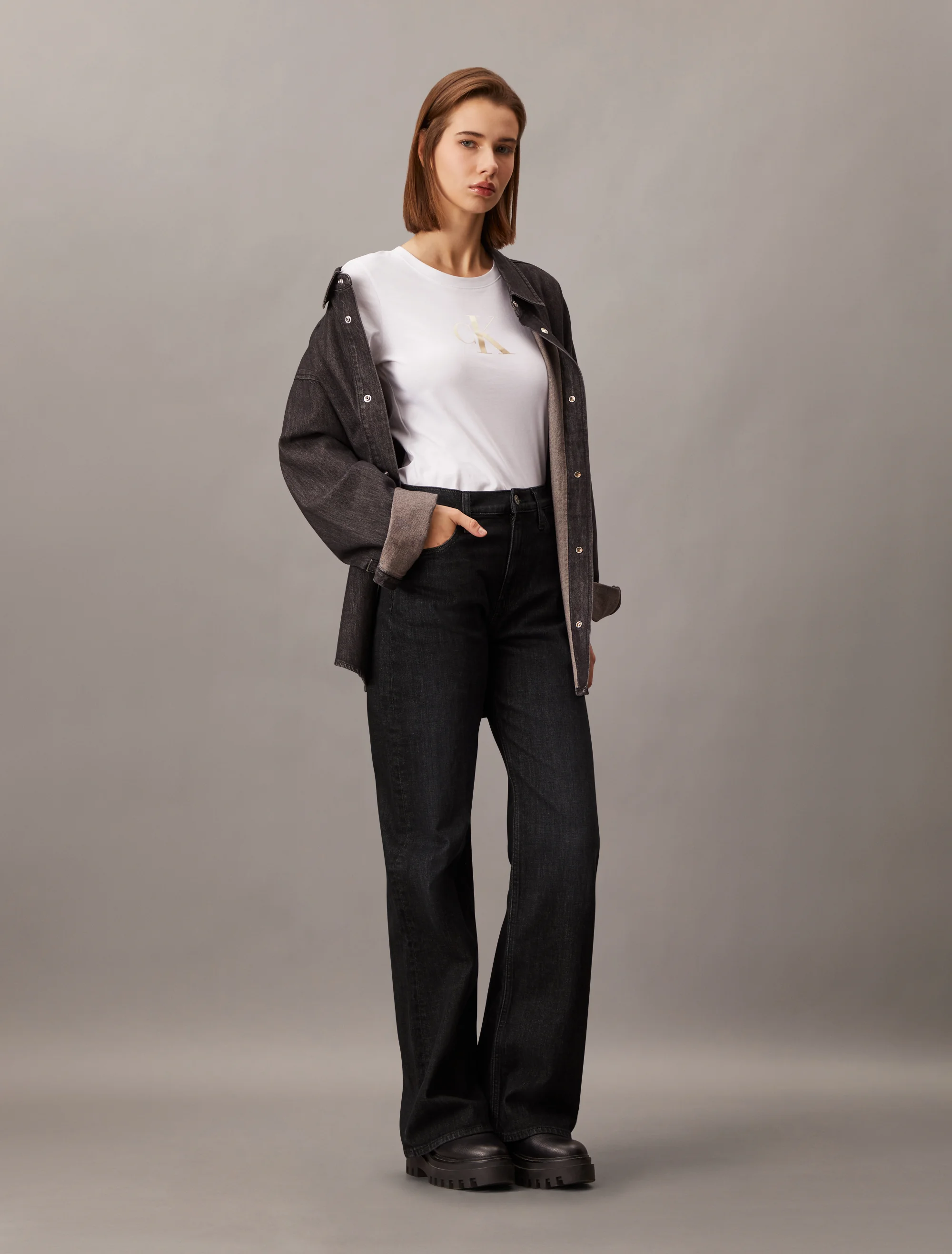 CK JEANS Quần Jeans Nữ Hr Wide Leg Fit