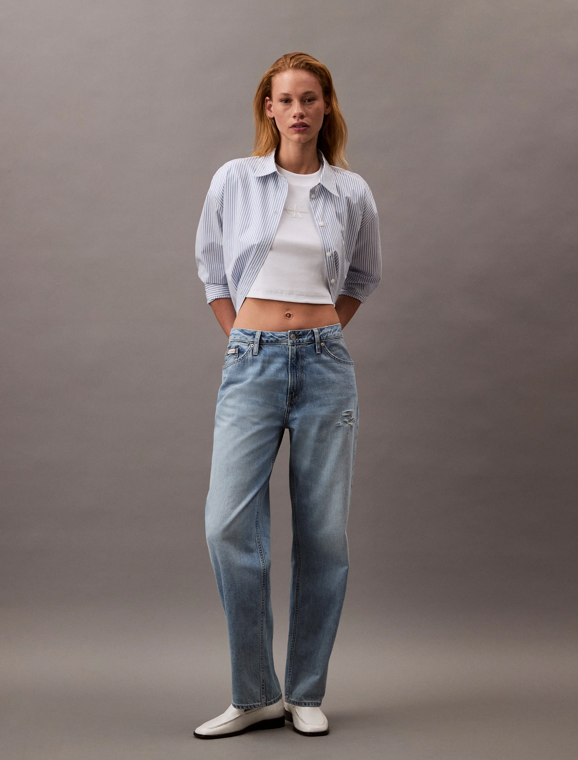 CK JEANS Quần Jeans Nữ Relaxed Straight Fit