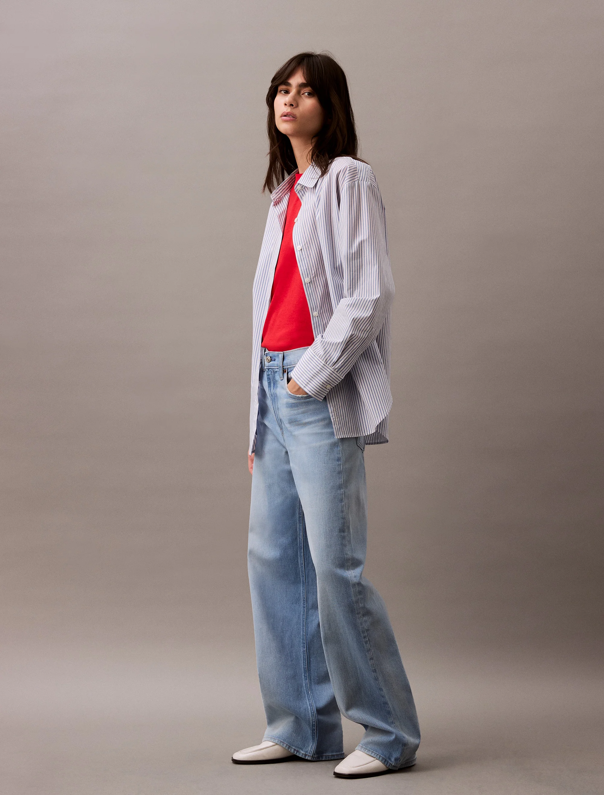 CK JEANS Quần Jeans Nữ Wide Leg Fit