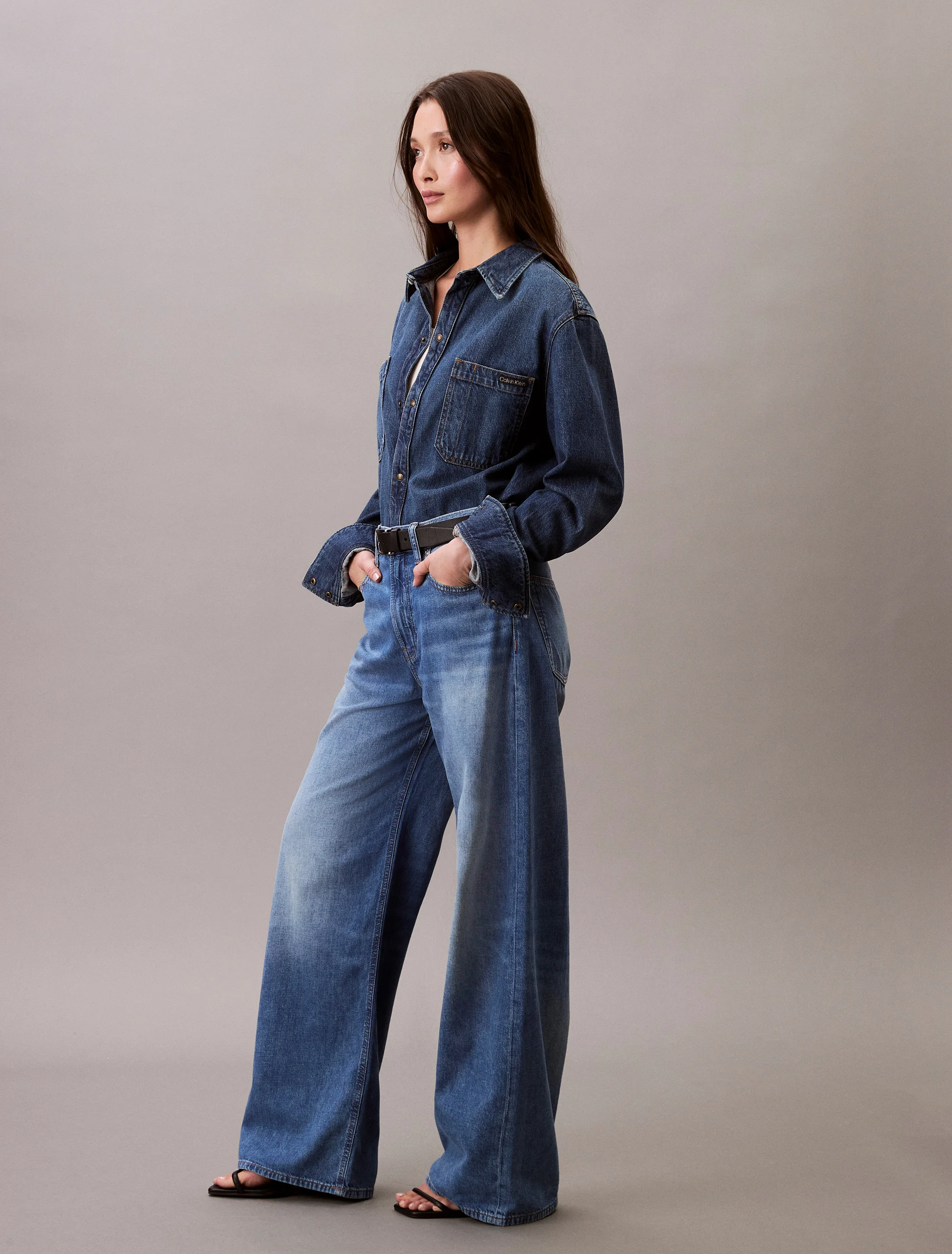CK JEANS Quần Jeans Nữ Wide Leg Fit