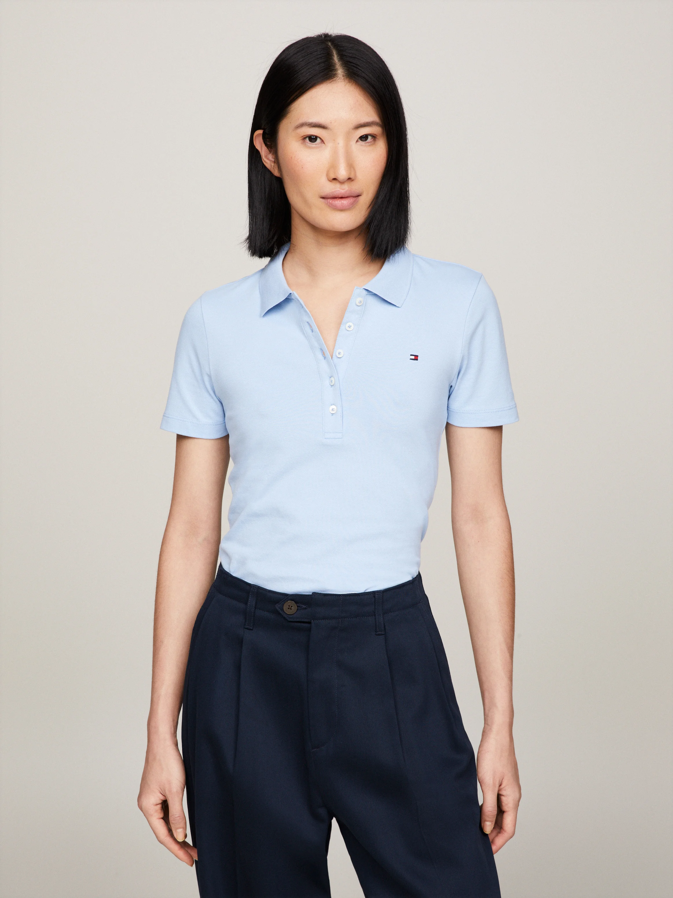 TOMMY HILFIGER Áo Polo Nữ Tay Ngắn 1985 Slim Pique Polo SS