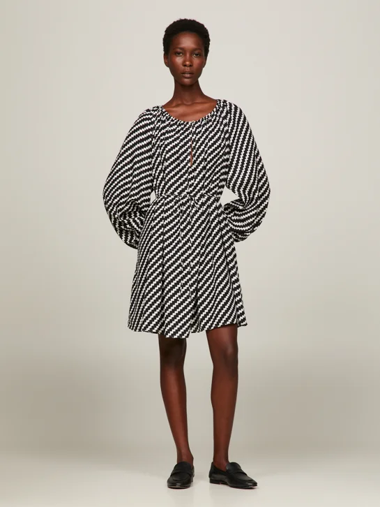 TOMMY HILFIGER Đầm Nữ Zigzag Gathered Short Dress