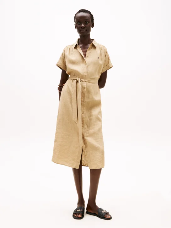 TOMMY HILFIGER Đầm Nữ Ess Linen S/S Midi Shirt Dress