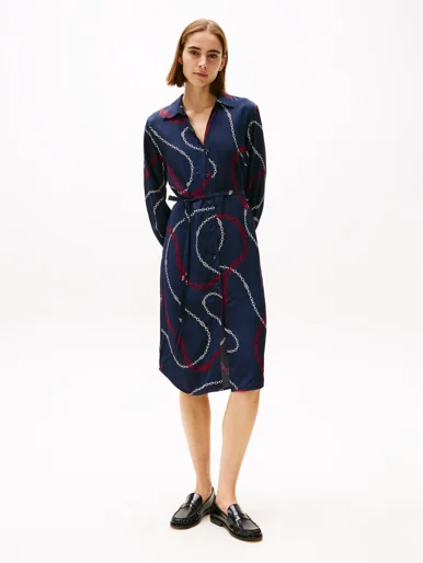 TOMMY HILFIGER Đầm Nữ Soft Viscose LS Shirt Dress