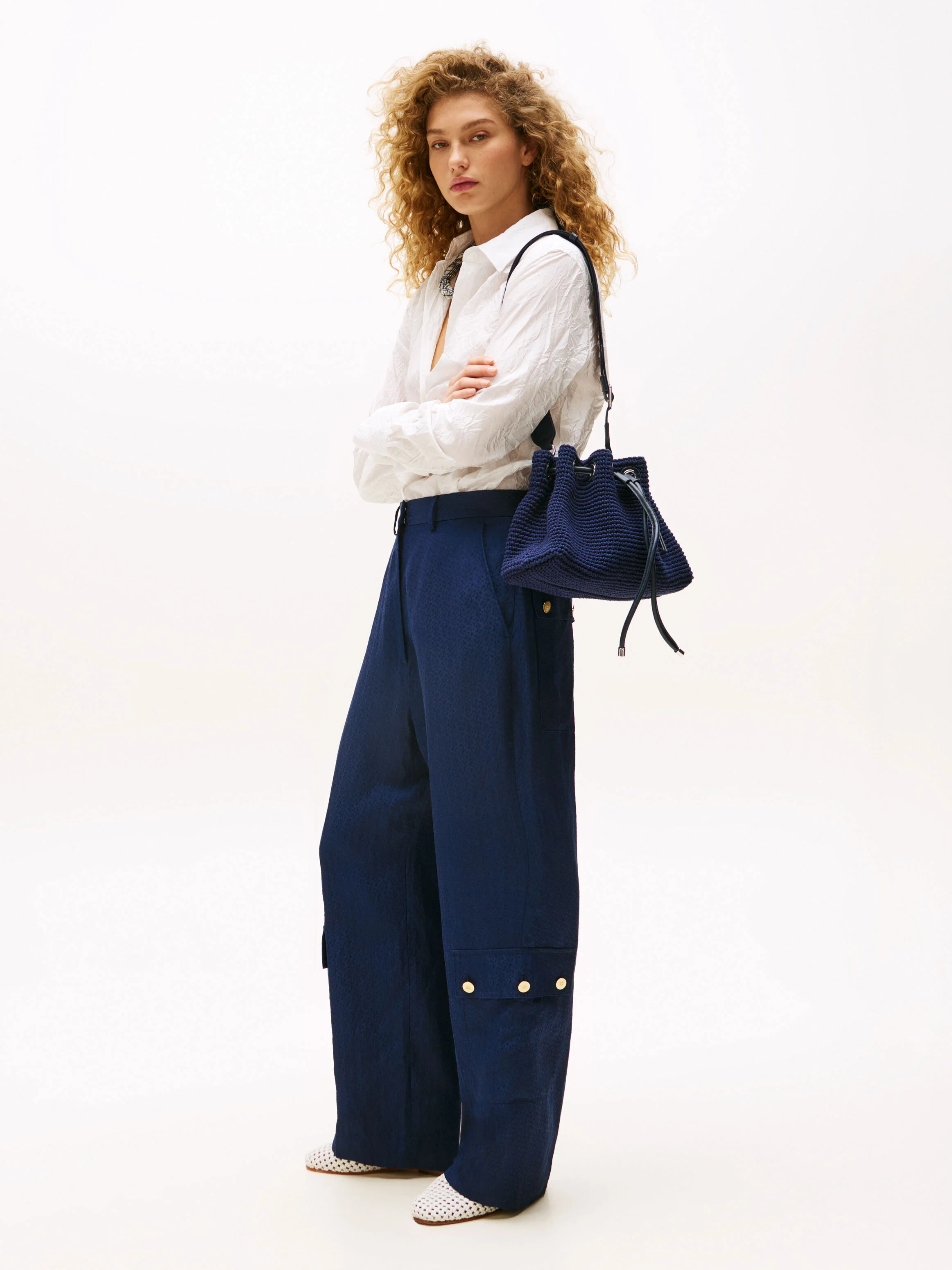 TOMMY HILFIGER Quần Dài Nữ NYFW Gold Bttn Tlrd Crgo Pants