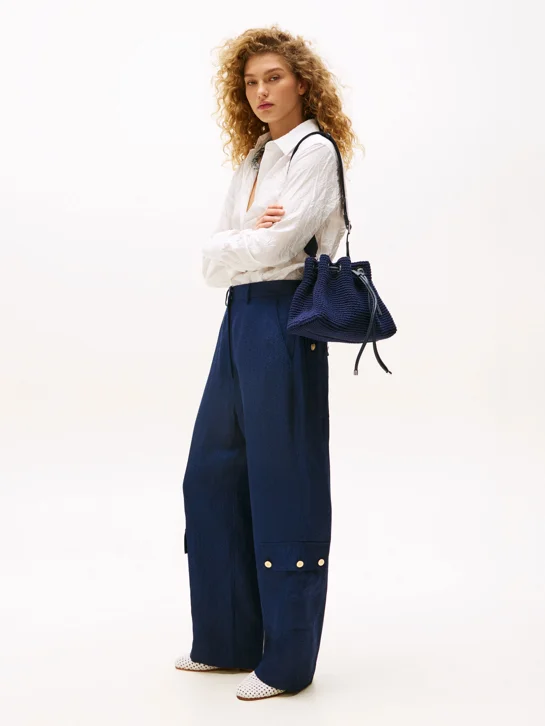 TOMMY HILFIGER Quần Dài Nữ NYFW Gold Bttn Tlrd Crgo Pants