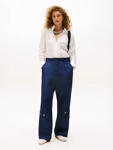 TOMMY HILFIGER Quần Dài Nữ NYFW Gold Bttn Tlrd Crgo Pants