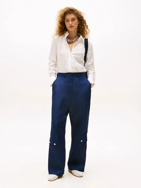TOMMY HILFIGER Quần Dài Nữ NYFW Gold Bttn Tlrd Crgo Pants