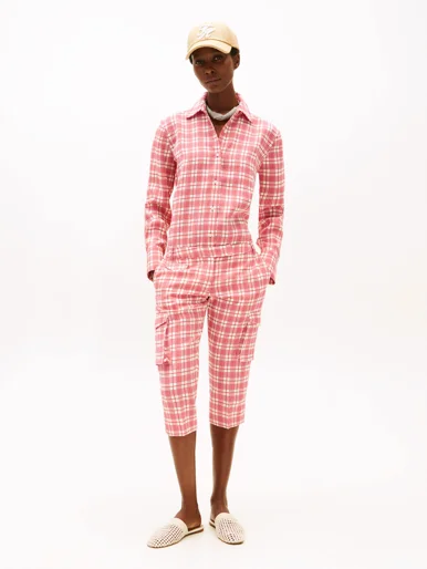 TOMMY HILFIGER Quần Dài Nữ NYFW Capri Cargo Pants Check