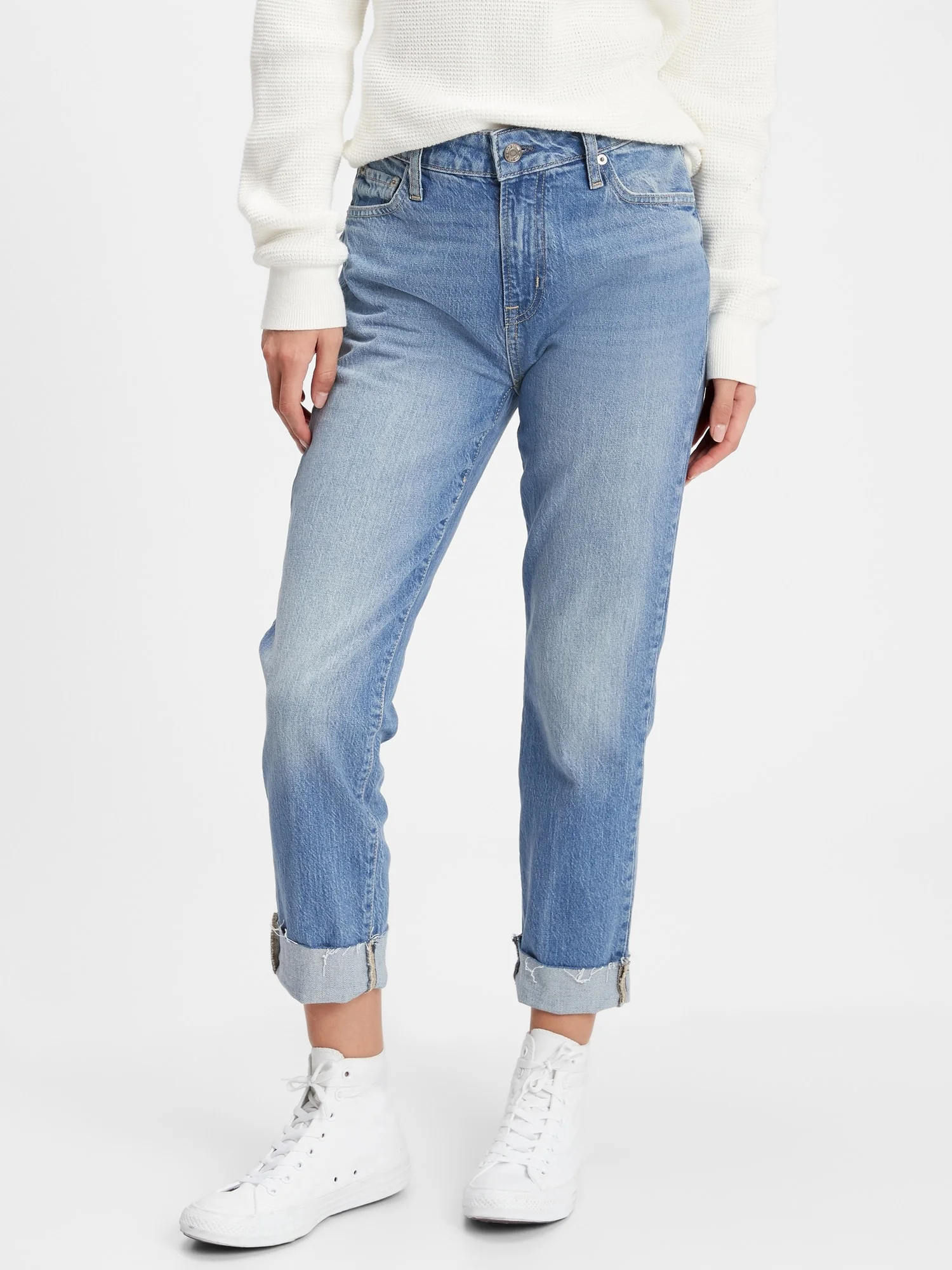 GAP Quần Jeans Dài Nữ - Mid Rise Boyfriend