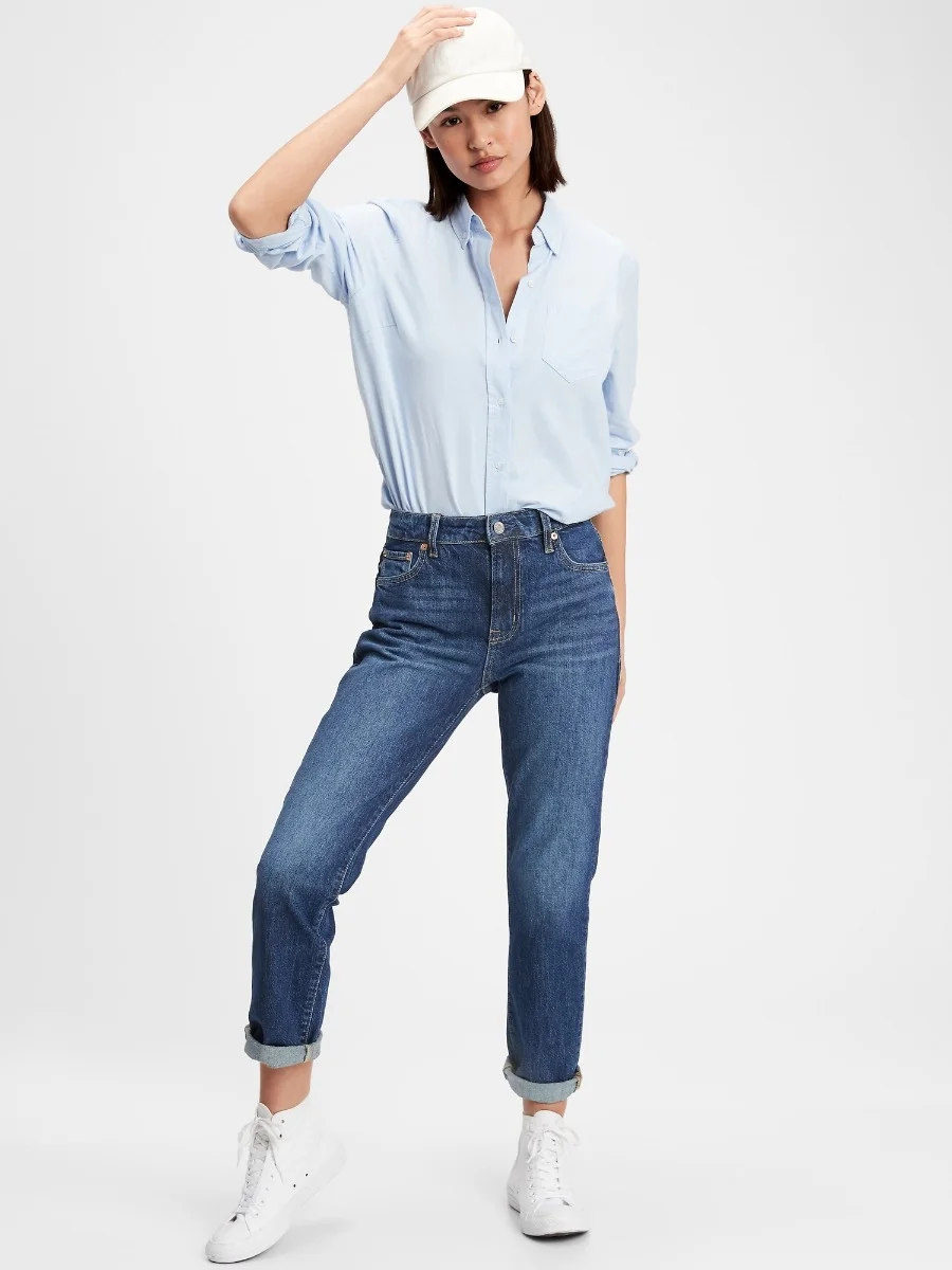 GAP Quần Jeans Dài Nữ - Mid Rise Boyfriend