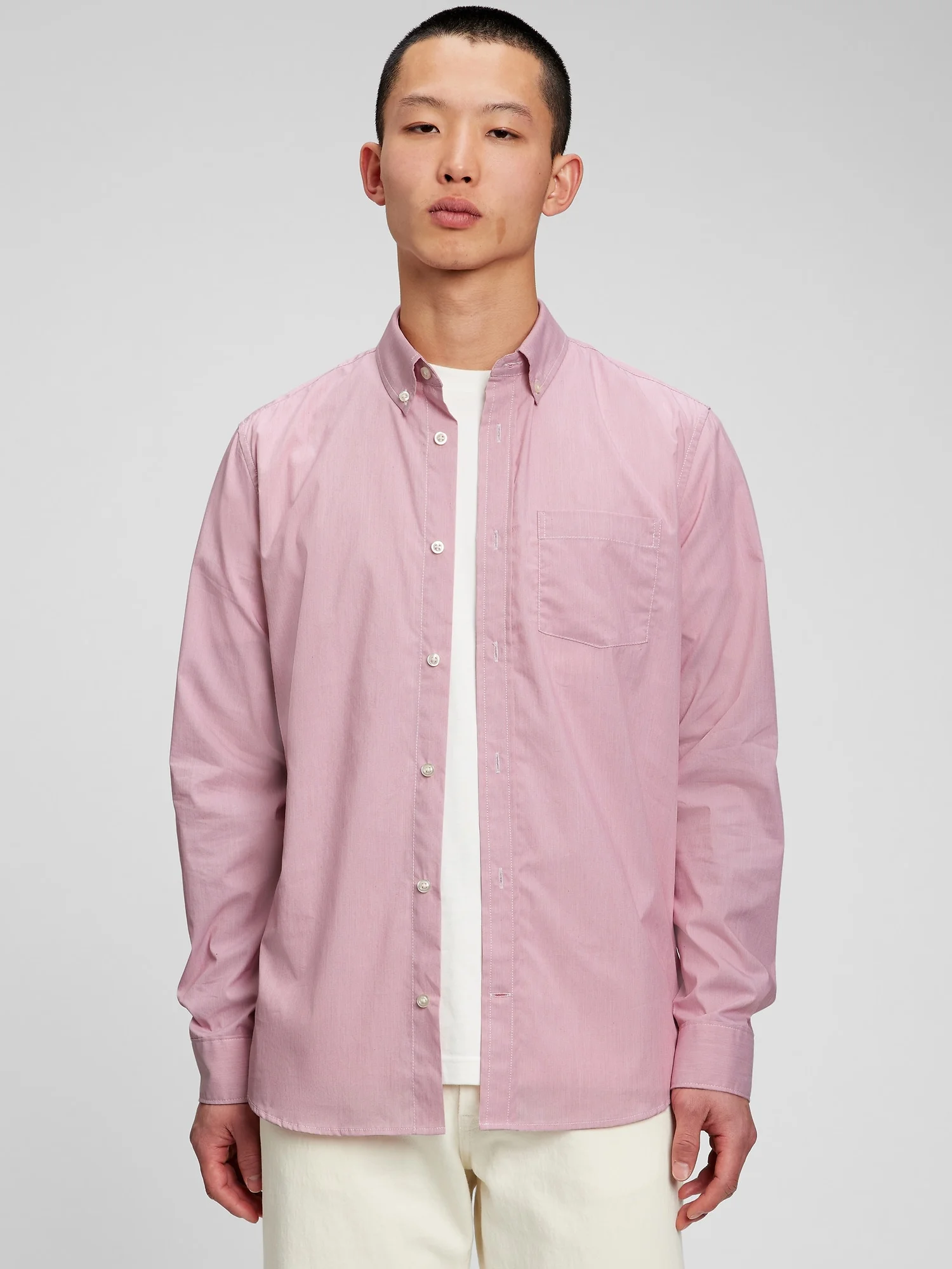 GAP Áo Sơ Mi Tay Dài Nam - Eco Cool Max Poplin Shirt