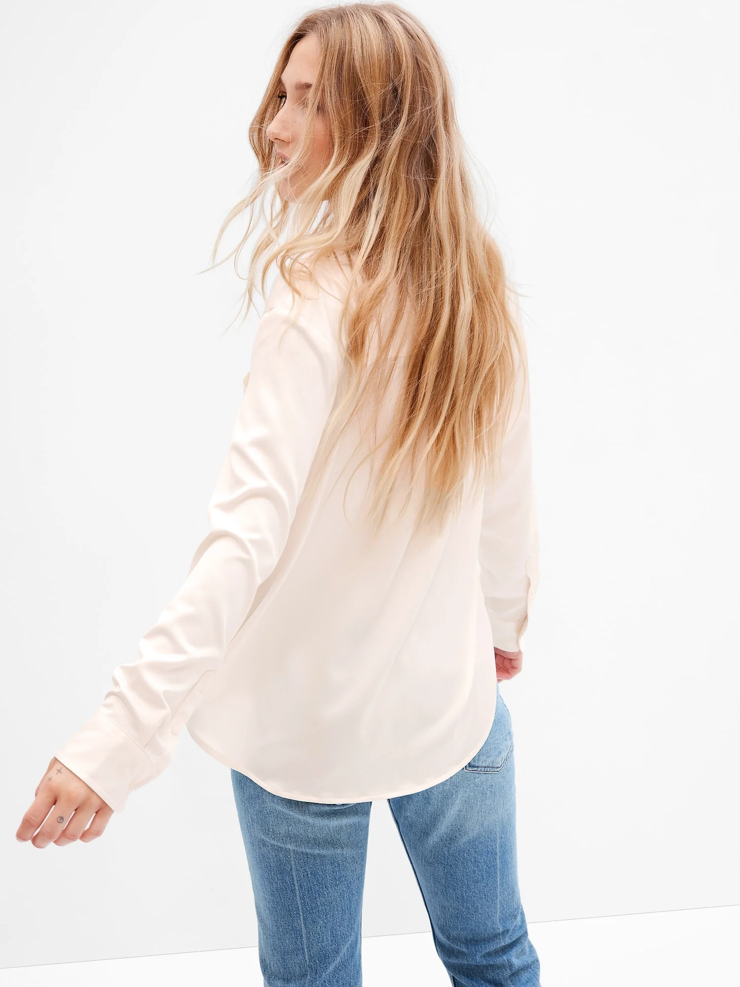 GAP Áo Sơ Mi Tay Dài Nữ - Satin