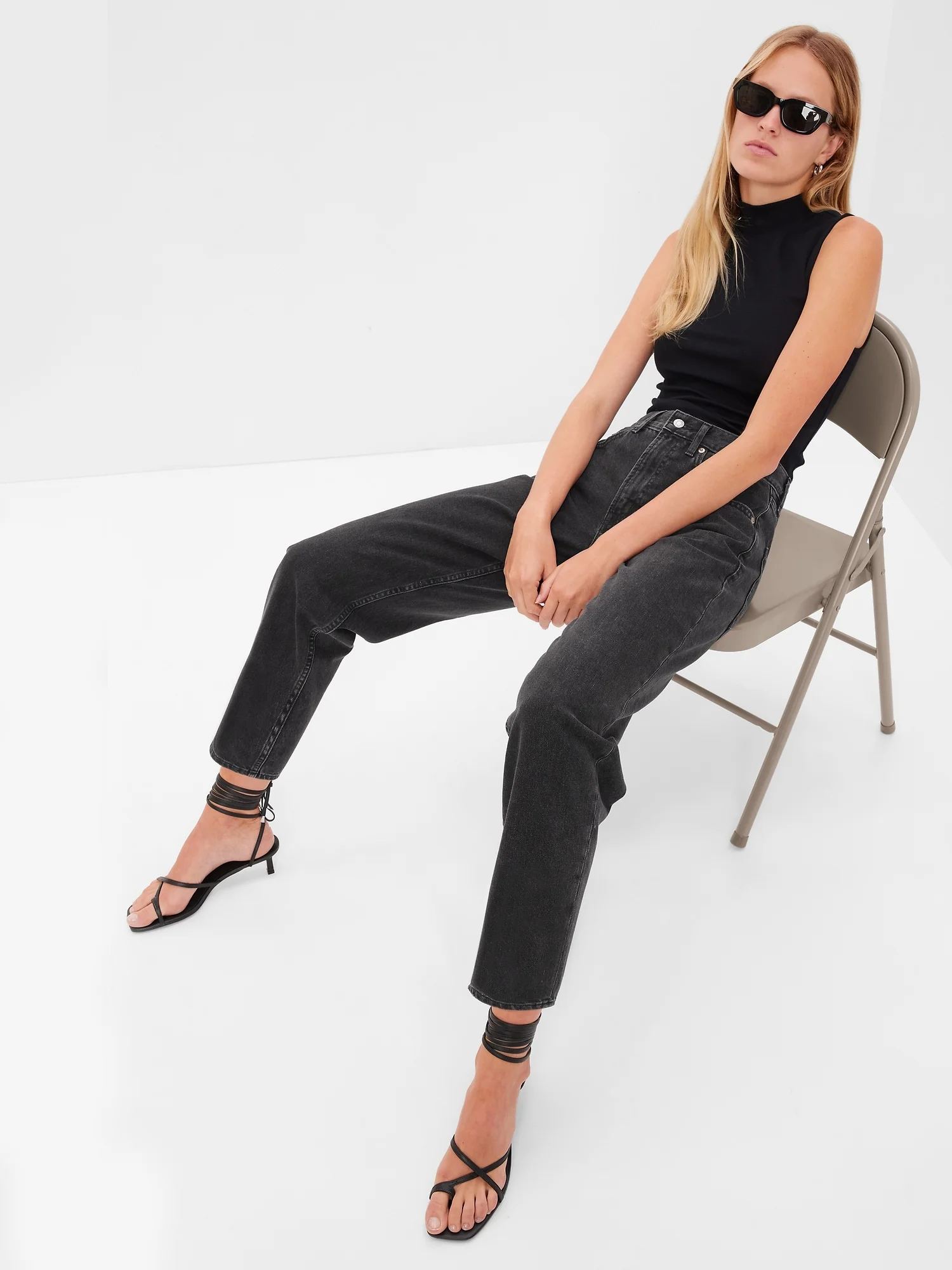 GAP Quần Jeans Dài Nữ - High Rise Barrel