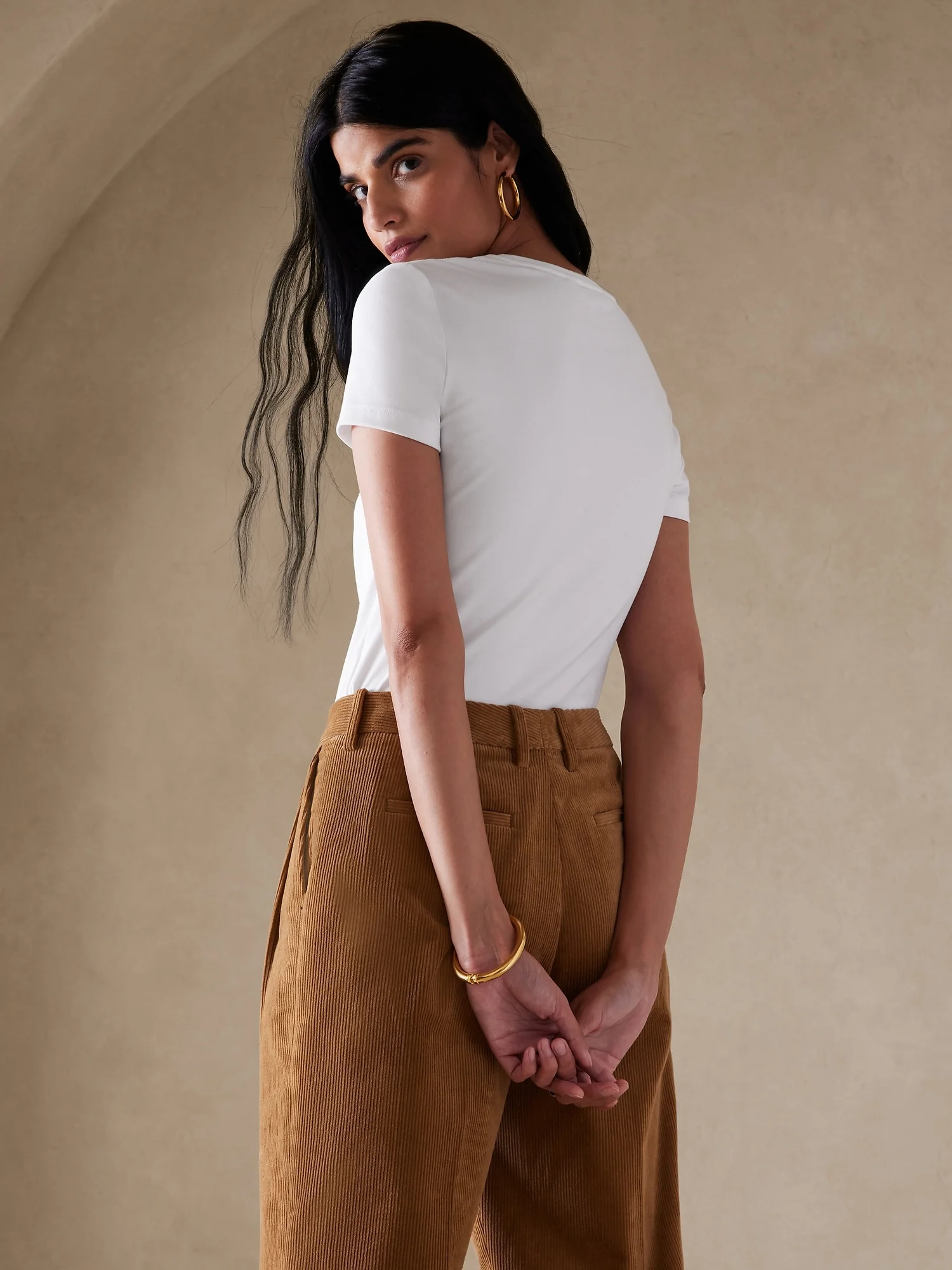 BANANA REPUBLIC Áo Thun Tay Ngắn Nữ Ss Refined Tin