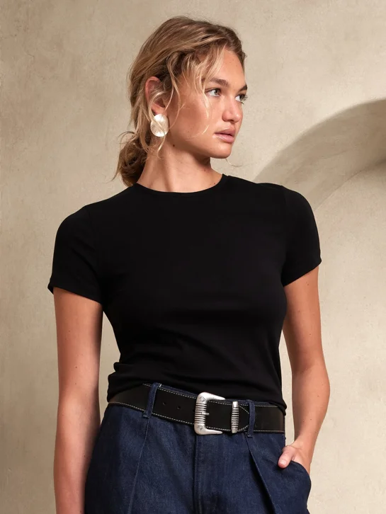 BANANA REPUBLIC Áo Thun Tay Ngắn Nữ Ss Refined Tin