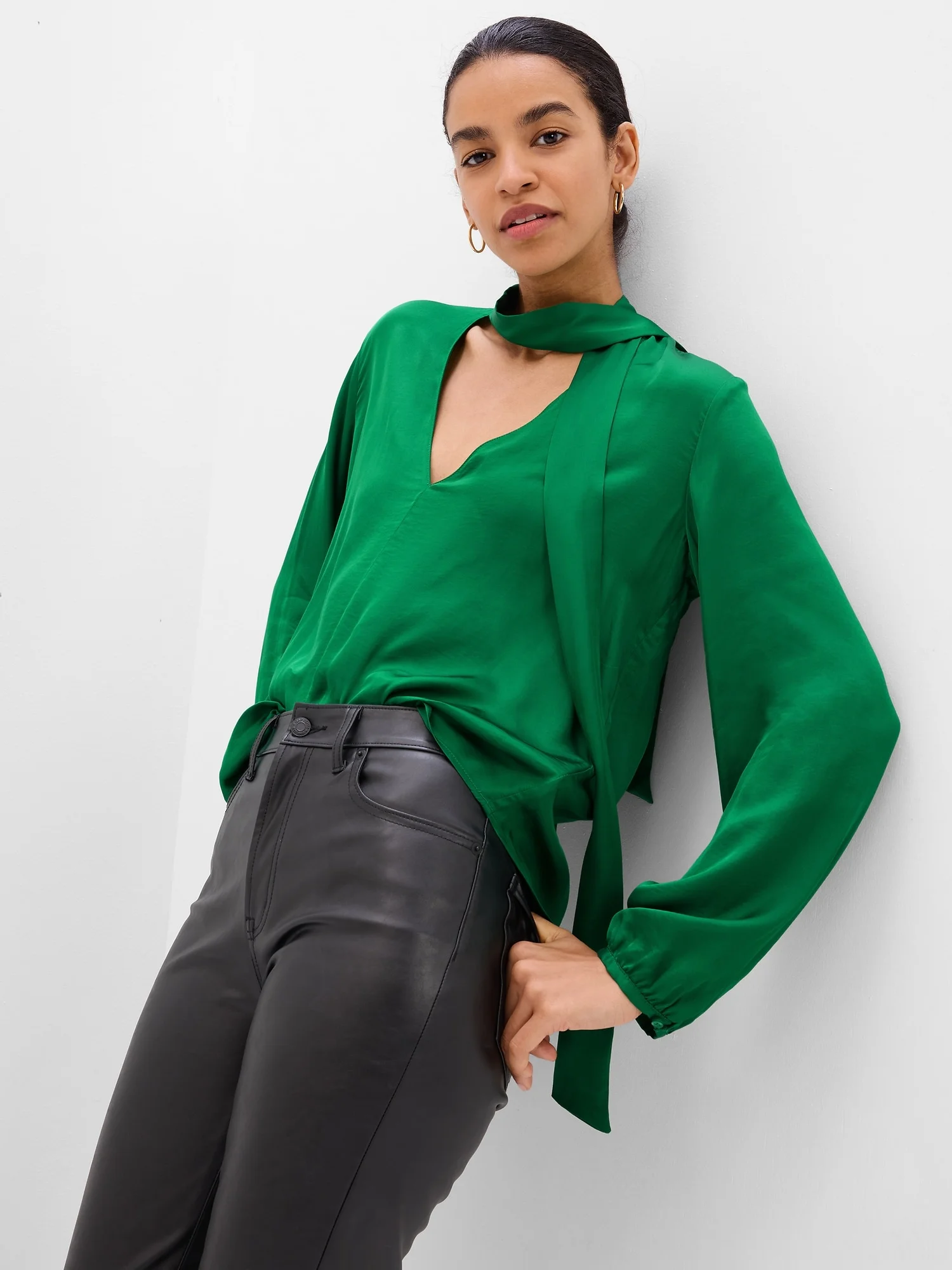 GAP Áo Sơ Mi Tay Dài Nữ - Scarf Top