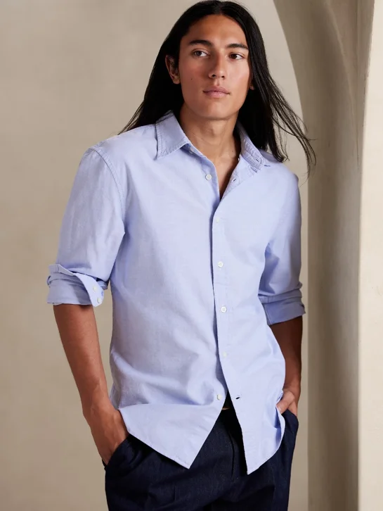 BANANA REPUBLIC Áo Sơ Mi Tay Dài Nam I Logo Oxford