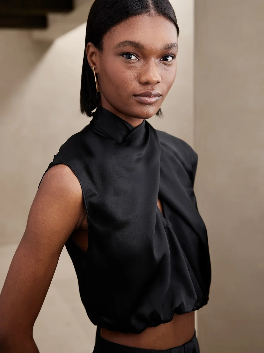 BANANA REPUBLIC Áo Kiểu Nữ Ss Twist Neck Cap Sleeve Top - Silk