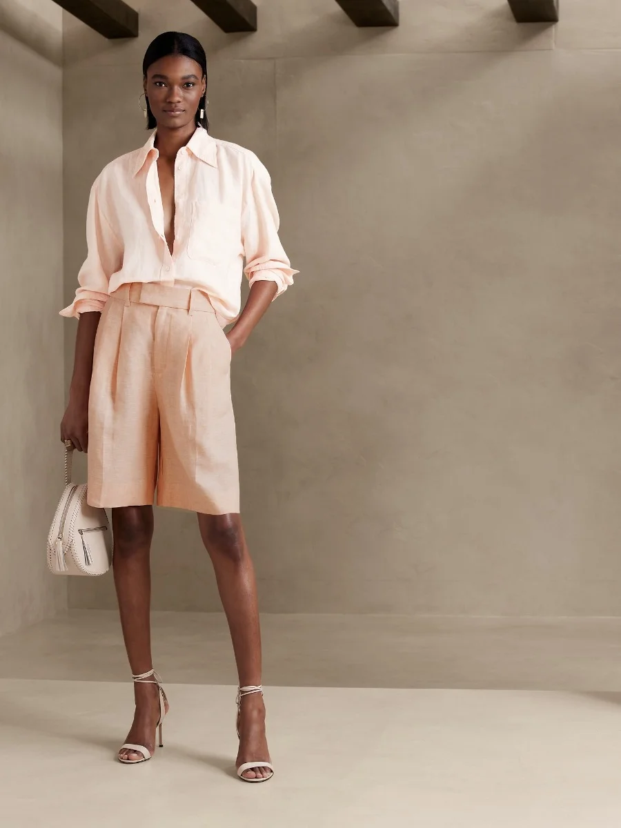 BANANA REPUBLIC Quần Short Nữ Hr Polished Bermuda Linen