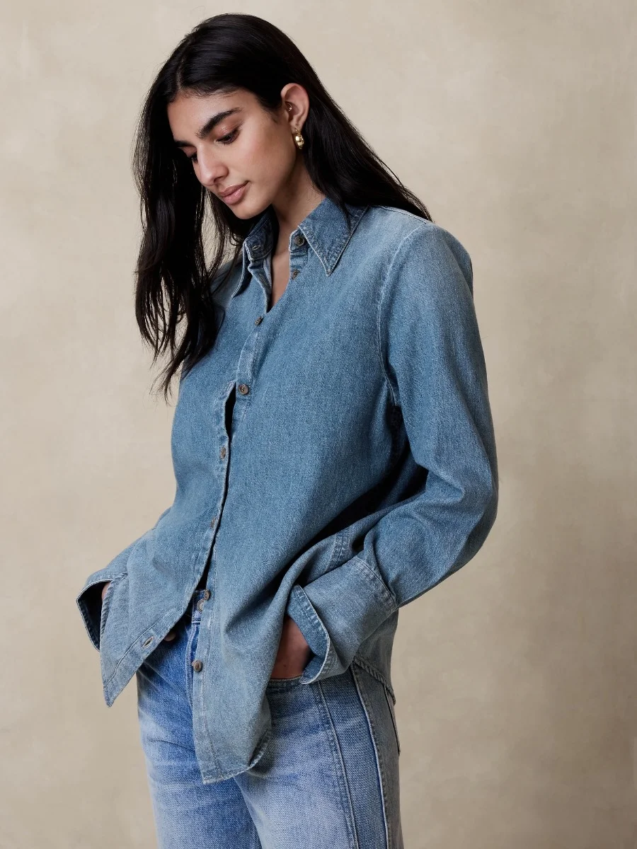 BANANA REPUBLIC Áo Sơ Mi Nữ Ls Classic Shirt - Denim