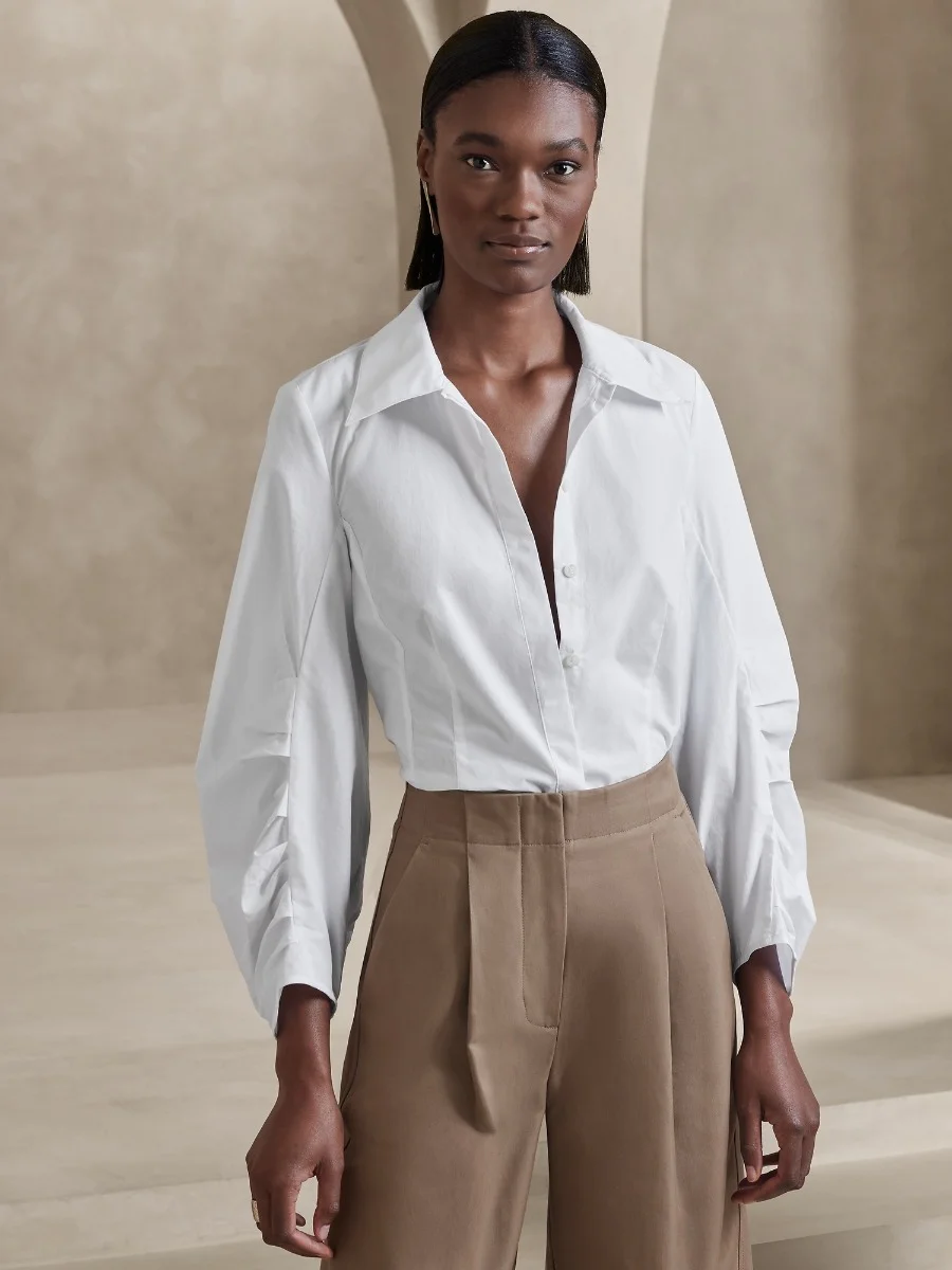 BANANA REPUBLIC Áo Sơ Mi Nữ Ls Pleat Balloon Slv Top - Poplin