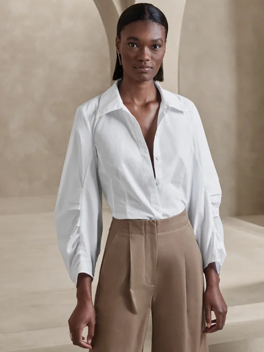 BANANA REPUBLIC Áo Sơ Mi Nữ Ls Pleat Balloon Slv Top - Poplin