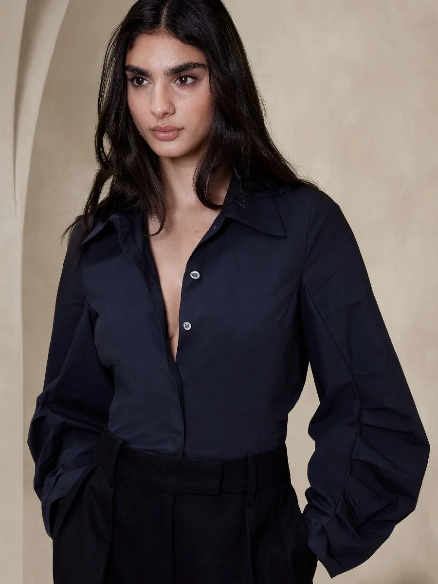 BANANA REPUBLIC Áo Sơ Mi Nữ Ls Pleat Balloon Slv Top - Poplin