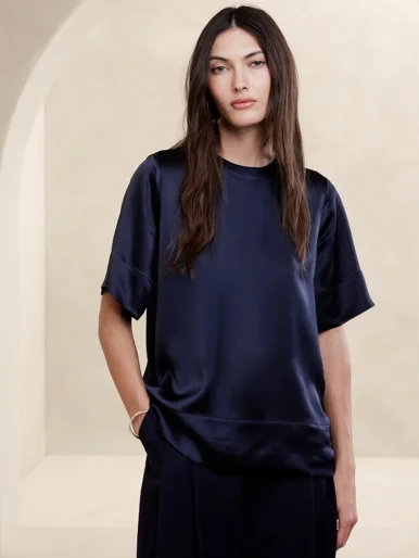 BANANA REPUBLIC Áo Sơ Mi Tay Ngắn Nữ Ss Tee - Acetate Satin