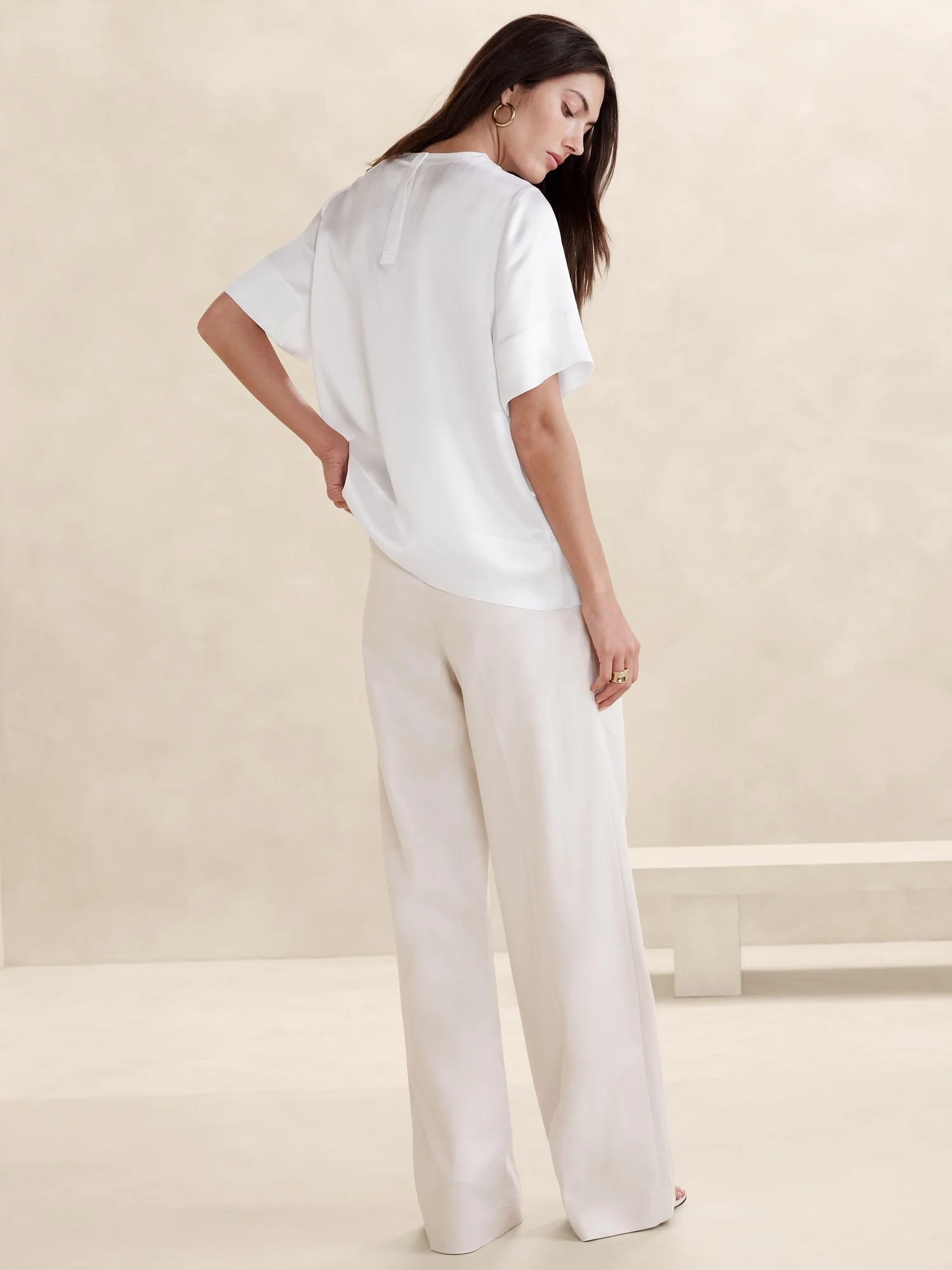 BANANA REPUBLIC Áo Sơ Mi Tay Ngắn Nữ Ss Tee - Acetate Satin