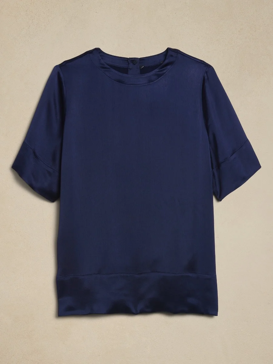 BANANA REPUBLIC Áo Sơ Mi Tay Ngắn Nữ Ss Tee - Acetate Satin
